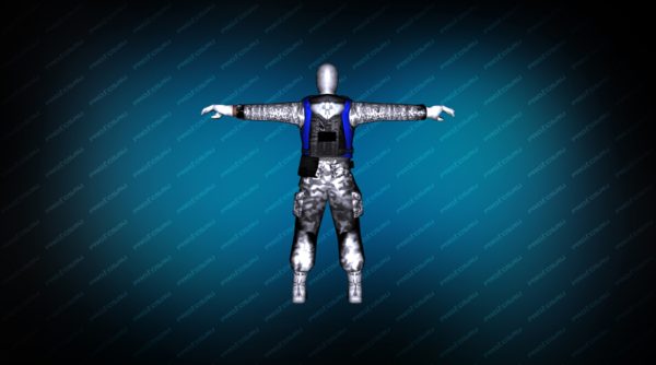 Модель игрока «Snow Soldier» Blue для CS 1.6 вид сзади